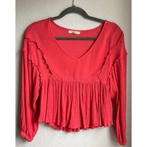 Chelsea and Violet Coral flowy gauze cropped top size XS
